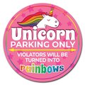 Signmission Unicorn Parking Only Circle Corrugated Plastic Sign, 12" x 12", C-12-CIR-Unicorn Parking only C-12-CIR-Unicorn Parking only